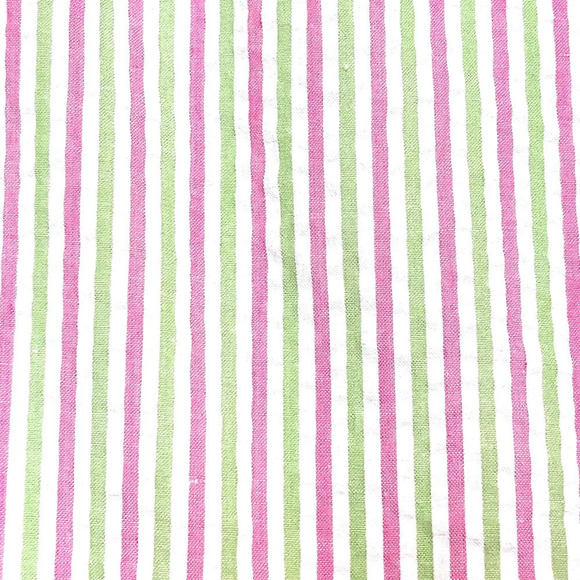 Draper James RSVP Size M Seersucker Puff Sleeve Pink, Green striped Wrap… - Picture 6 of 9